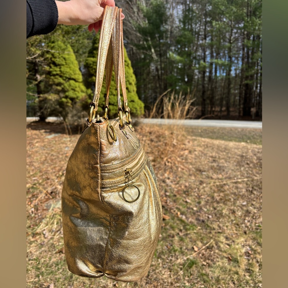 COACH Poppy Metallic Gold Shoulder Bag - Picture 11 of 17